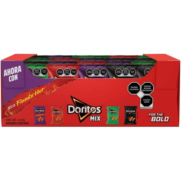 Doritos Pack x 30 piezas Totopos de Maíz Variedad de Sabores Nacho, Incógnita y Pizzerola, 54 gr Doritos DD-26FP-V8P0