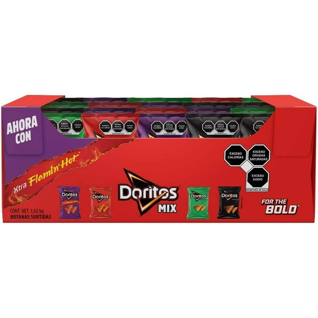 Doritos Pack x 30 piezas Totopos de Maíz Variedad de Sabores Nacho, Incógnita y Pizzerola, 54 gr Doritos DD-26FP-V8P0