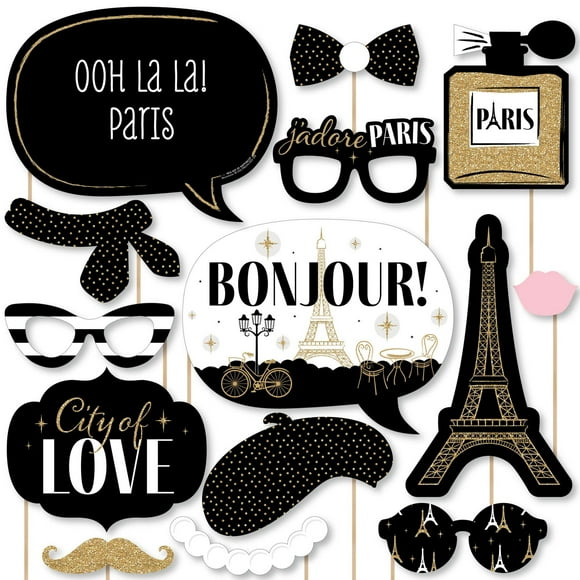 Parisian Nights Photo Booth Props Set - 20 Count for Captivating Party Moments, Perfect for Celebrations, Events, and Creating Unforgettable Memories in Style.
