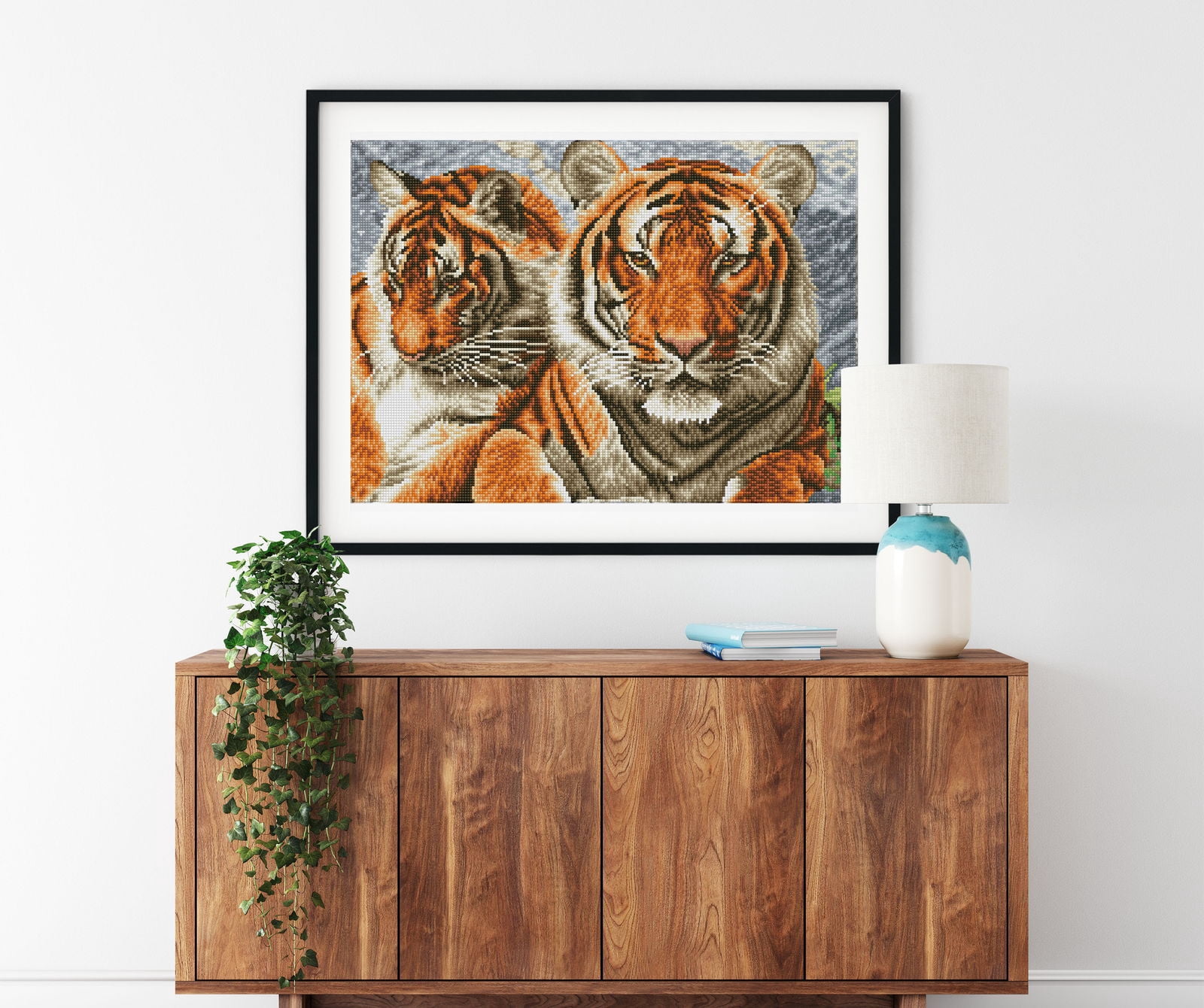 Diamond Dotz Tigers  - Pre-Framed Kit Animal Diamond Painting Kits for Adults - Diamond Art Kits a Relaxing Creative Craft Kit with Dotz Gems 20"x14.5"
