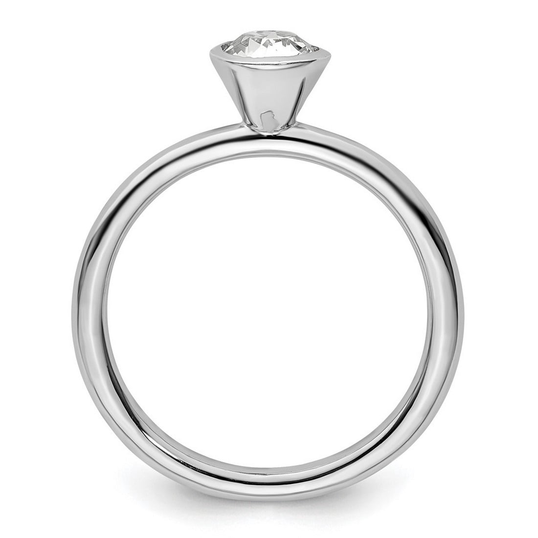 925 Sterling Silver Bezel Polished Stackable High 5mm April Crystal Ring Size 9 Stackable Ring for Women