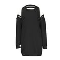 thumbnail image 6 of Mrat Hoodie with Inside Pockets Women Long Hooded Pullover Casual Workout Soft Fall Zipper Shoulder Outfits Winter Oversized Sweatshirts S-78 Black L, 6 of 8