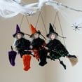thumbnail image 3 of 3Pcs Halloween Witch Dolls, Flying Witch Decor with Broom, Halloween Tree Topper Hanging Decorations, Plush Ornament for Desktop Fireplace Table Decor Party, 3 of 6