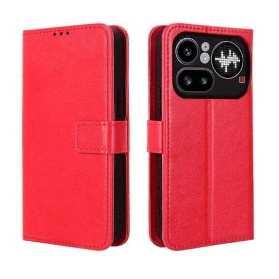 Wallet Case for Nothing Phone 4A Pro with Card Holder, PU Leather Flip Phone Case with Kickstand Magnetic Closure Wrist Strap Red