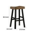thumbnail image 2 of Benjara Casy 30 Inch Bar Height Stool, Brown Saddle Seat, Black Rubberwood, Set of 2-Color:Brown, 2 of 5