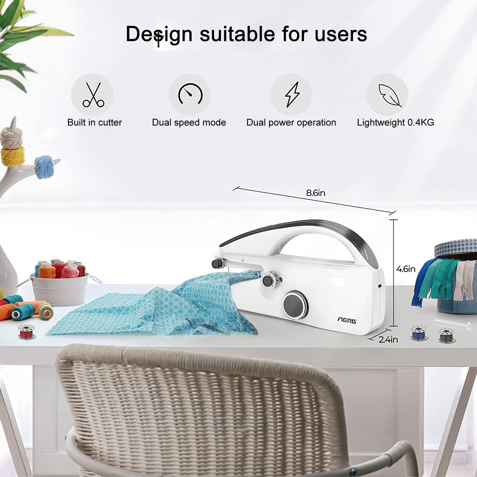 Mini Sewing Machine, Portable Handheld Electric Sewing Machine with Double Speed Adjustment, for Home Use, DIY Projects, Beginners