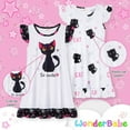 thumbnail image 5 of Jurebecia 2Pcs Girls Nightgowns cats Pajamas Toddler Nightgown Sleepwear Flutter Short Sleeves Night Gowns for Kids 11-12 Years 150 CM, 5 of 8