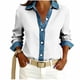 thumbnail image 1 of TaTaai Women's Loose Fit Blouse Long Sleeve Lapel Collar Waffle Knit Design Button Front Denim Style Casual Top Gift, 1 of 5