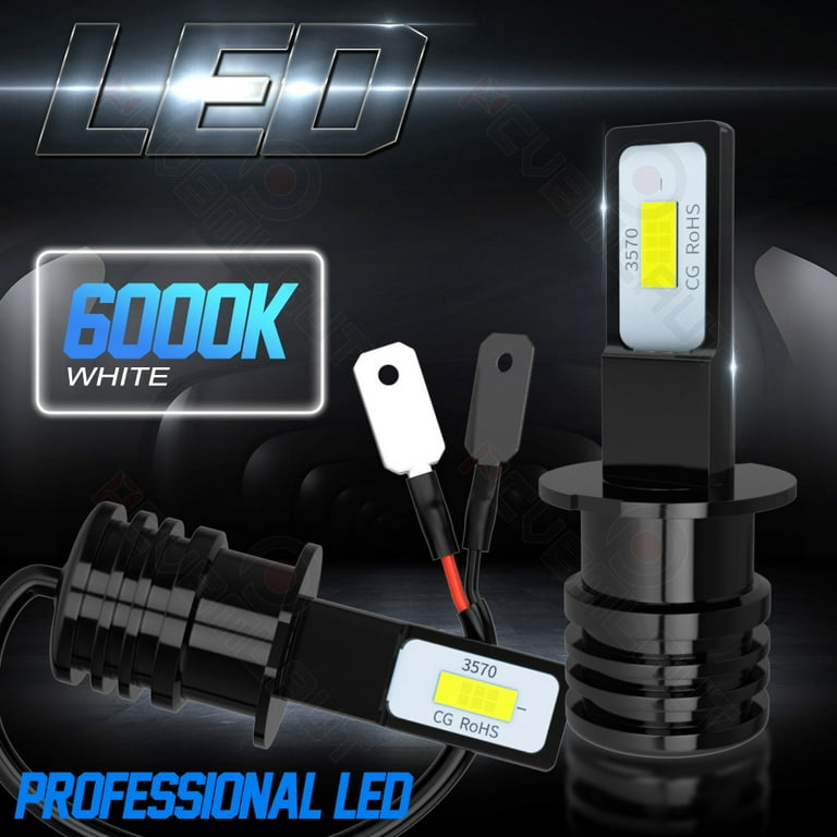 H3 LED Headlight Bulbs 50W 8000 Lumens 300% Brighter Super Bright