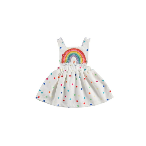 Douhoow Newborn Baby Girl Summer Dresses Cute Rainbow Print Sleeveless Sundresses