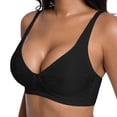 thumbnail image 4 of Women's Lingerie Lace Bra with Halter Neck,Sexy Deep V Plunge Wireless Bralette for Romantic Date Night,Size A-C Black Large, 4 of 4