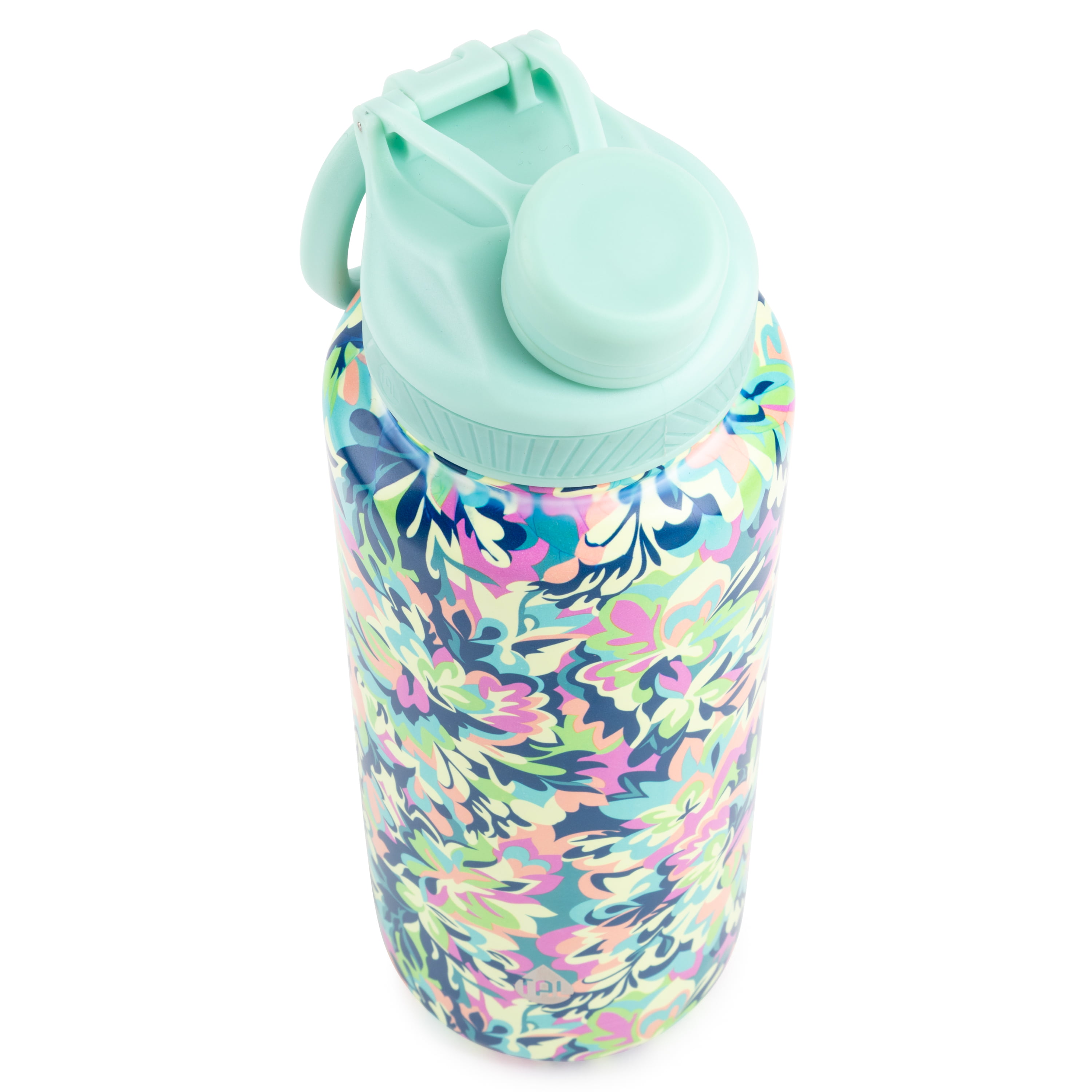 Slim Metal Floral Water Bottle With White and Purple Floral