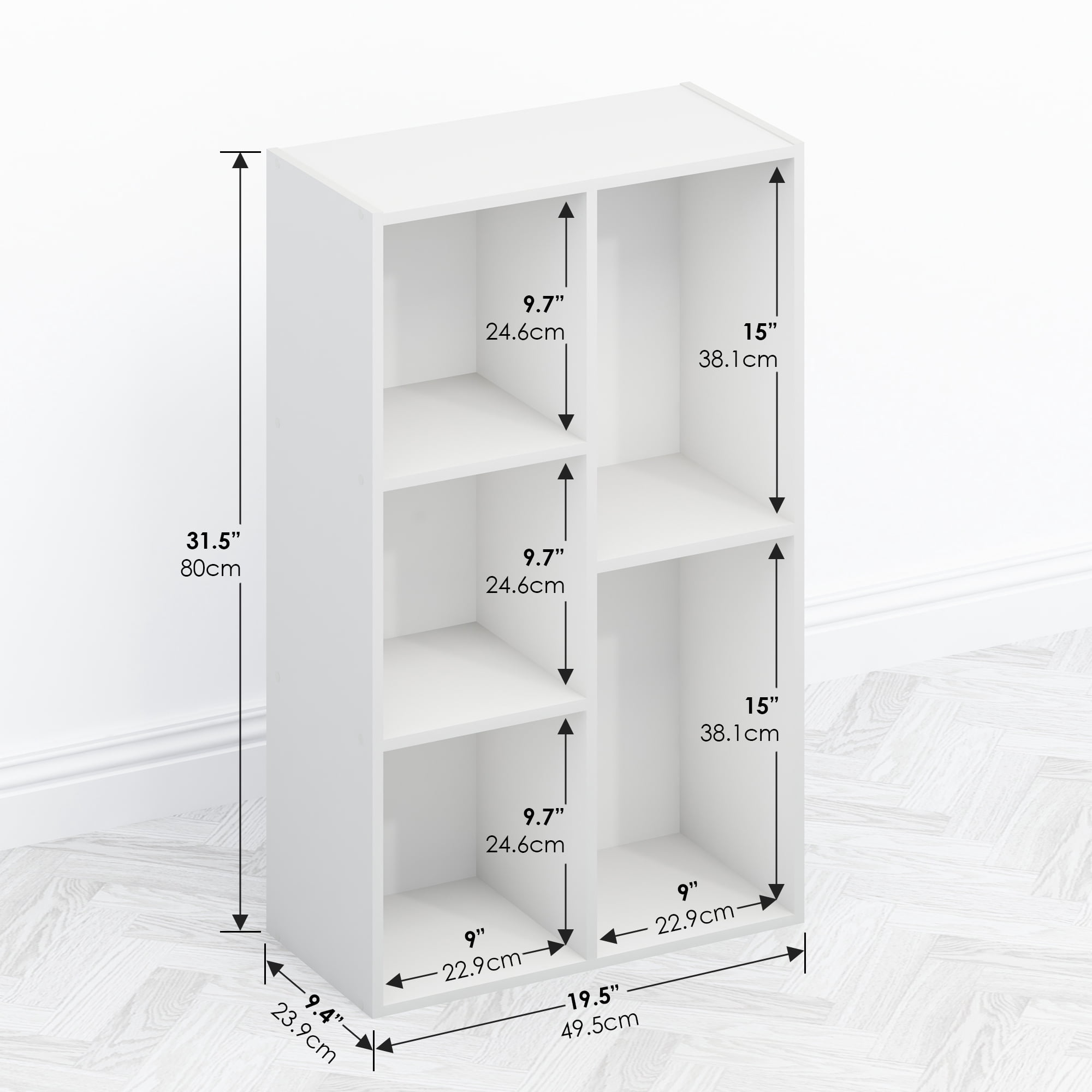 Furinno Tomi Organizer Bookcase, Bookshelf, 5-Cube, White