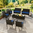 thumbnail image 4 of Costway 8 PCS Patio Furniture Set with Washable Cushions and Tempered Glass Coffee Table Navy, 4 of 9