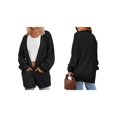 thumbnail image 3 of Womens Oversized Cardigan Soft Knit Cardigan Sweater with Pockets Black XL, 3 of 6