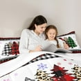 thumbnail image 4 of Feelyou Buffalo Xmas Tree Bedding Comforter Set 7 Pieces for Kids, Vintage Western Christmas Full Bedding Set, Winter Snowflake Fitted Sheet Flat Sheet, Lightweight Room Decor, 4 of 7