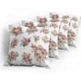 thumbnail image 5 of Ambesonne Floral Throw Pillow Cover 4 Pack, Romance Love Wedding, 16", Dark Coral Blue Tan, 5 of 7
