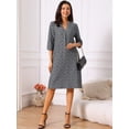 thumbnail image 5 of DARING DIVA Women's 3/4 Sleeve V Neck Zigzag Print Dress S Black, 5 of 8