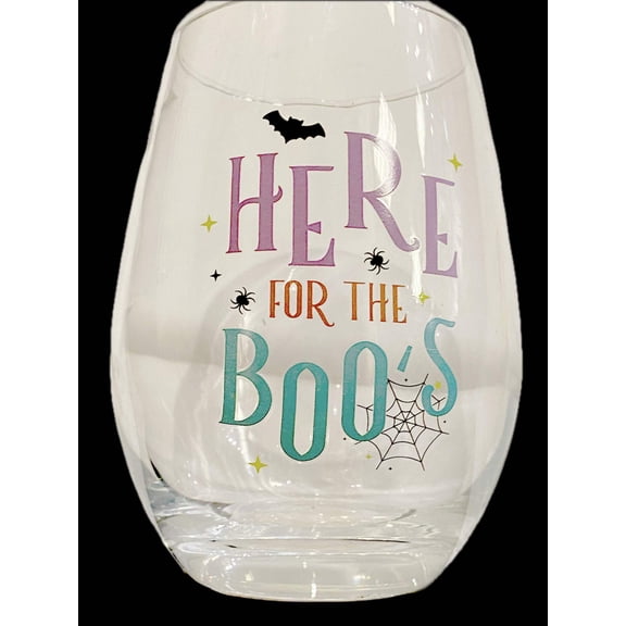 Celebrate It Halloween Stemless Wine Glass HERE FOR THE BOO'S
