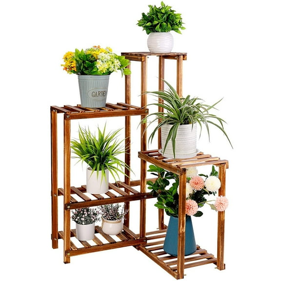 QISHENSHUI Wood Corner Shelf Versatile Plant Stand Perfect as Indoor Outdoor Potted Holder and Stylish Planter Flower Rack for Home Decor