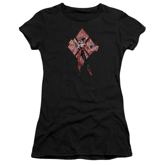 Batman Harley Quinn (Diamonds) S/S Junior Women's T-Shirt Sheer Black