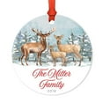 thumbnail image 1 of Koyal Wholesale Custom Round Metal Christmas Ornament, The Miller Family 2018, Watercolor Rustic Deer, 1-Pack, Include, 1 of 3