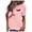 Pink, variant on Women's Casual Short Sleeve Graphic T-Shirt, Funny Face Print Pullover Tee, Stretchy Cotton-Like Top for Everyday Wear, Sizes S-2XL