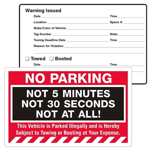 NO PARKING …NOT AT ALL!, NoParking Stickers (PK2057WH), 8" x 5", Peel
