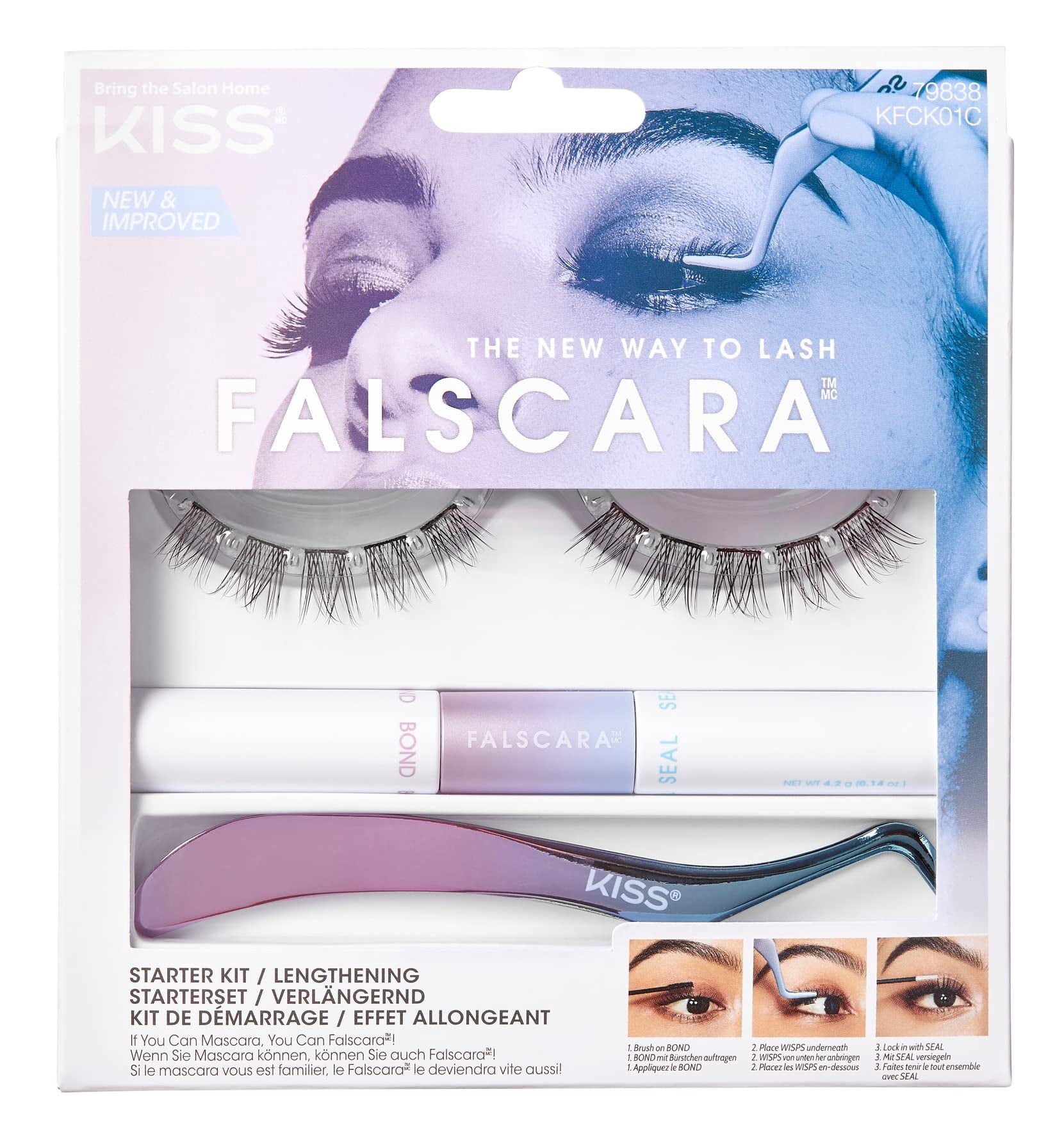 Kiss Falscara Eyelash Starter Kit Lengthening (Pack of 2)