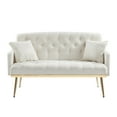 thumbnail image 3 of 55.50"2-Seater Sofa Couches for Living Room Apartment Bedroom Office, Loveseat Sofa with Tufted Back and Seat, Mid-Century Couch Soft Sofa Chair with  4 Metal Legs, Cream White, 3 of 8