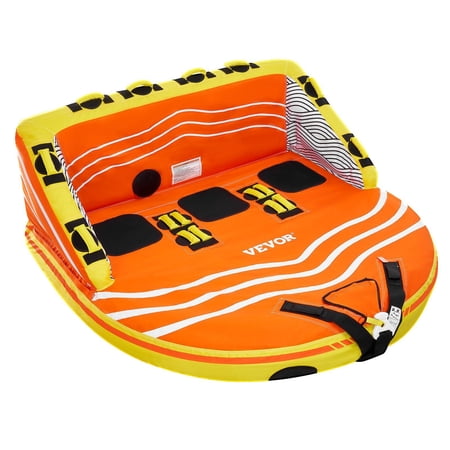 Inflatable Towable Tube for Boating 1-3 Riders 510lbs Capacity with Nylon Cover 16 Handles Dual Tow Points
