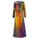 thumbnail image 5 of Vestido de manga larga irregular con dobladillo de bolsillo estampado con botones y cuello en O para mujer Fridja  nbo83, 5 of 5
