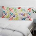 thumbnail image 4 of Colorful Hand Print Throw Pillow Covers, Cartoon Watercolor Graffiti Beige Soft Breathable Pillow Cases with Invisible Zipper for Sleeping, Body Pillowcases for Couch Bed Sofa Chair 24x36 Inches, 4 of 9