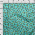 thumbnail image 2 of oneOone Cotton Jersey Turquoise Green Fabric Leaves & Flower Floral Sewing Fabric By The Yard Printed Diy Clothing Sewing Supplies 58 Inch Wide, 2 of 4