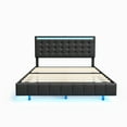 thumbnail image 6 of Modern Queen Size Floating Bed Frame with LED Lights and USB Charging, PU Upholstered Platform Bed, No Box Spring Needed, Easy to Assemble, Black, 6 of 9