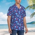 thumbnail image 3 of Pofeuu Blue Skull Flower Print Hawaiian Shirt for Men Sleeves Casual Button Down Summer Beach Dress Shirts T-Shirts,XX-Large, 3 of 7