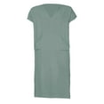 thumbnail image 2 of Robe en Lin Col en V pour Hommes Manches Courtes Kaftan Thobe Longue Robe Saudi Arabe Thobe Islamique Musulman Dubai Robe, 2 of 5