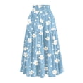 thumbnail image 4 of Women’s Floral Print Tiered Maxi Skirt with Elastic Waist and Drawstring Pockets Lightweight Flowing Design for Everyday Wear Sky Blue S, 4 of 5