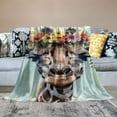 thumbnail image 2 of BCIIG Giraffe Flower Crown Smile Warm Lightweight Blanket Soft Fleece Blankets Throw Blanket Living Rooms Sofa Decor Cow Gifts All Seasons 40x50in, 2 of 6