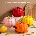 thumbnail image 2 of Pumpkin Soup Bowl, 64oz Ceramic Pumpkin Pot Microwave & Dishwasher Safe Pumpkin Casserole Dish with Lid, Dutch Oven Pot Stockpot Cookware for Home Thanksgiving Halloween Party, 2 of 9