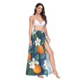 thumbnail image 2 of FORMRS Womens Long Sarong Beach Wrap Semi-Sheer Bikini Skirt Bathing Swimsuit Cover Up, Orange Fruit, 2 of 7