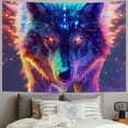 thumbnail image 2 of Chilfamy  Wall Hanging Colorful Space Wolf Art Tapestry Poster Multi-Purpose Wall Tapestry - Dorm Accessories for Bedroom Dorm Living Room 60x50inch, 2 of 6