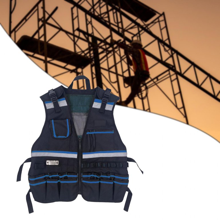 Fzaqwen Electrician Tool Vest Multi Pocket Vest Hardware Tool Bag