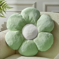 SUSIELADY Flower Pillow, Cute Decorative Plush Throw Pillow with Faux Rabbit Fur, Soft Aesthetic Floor Pillow for Bedroom, Living Room & Kids Room Décor, 1-Pack, Large Green