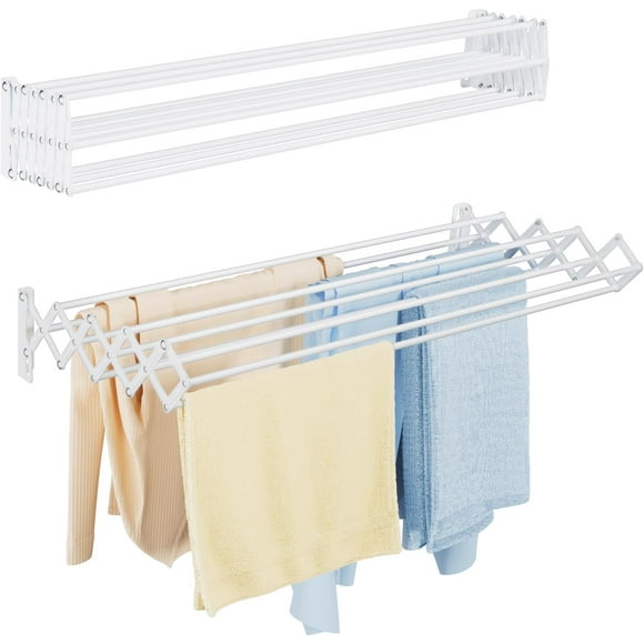 ERDS-Wall Mounted Clothes Drying Rack 31.5inch, Laundry Drying Rack, Collapsible Drying Rack, Laundry Racks for Drying Clothes, Space Saving Clothes Drying Rack for Laundry Bathroom Indoor Outdoor