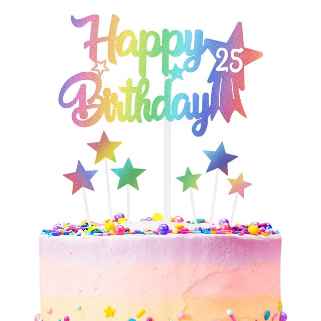 Decoraciones para Pastel iNINGER Arcoíris Brillante Feliz Cumpleaños 7 piezas
