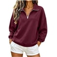 thumbnail image 3 of Gamivast Half Zip Pullover for Women Oversized Long Sleeve Sweatshirts Fall Trendy Drop Shoulder Pullover Sweatshirts Wine L, 3 of 7