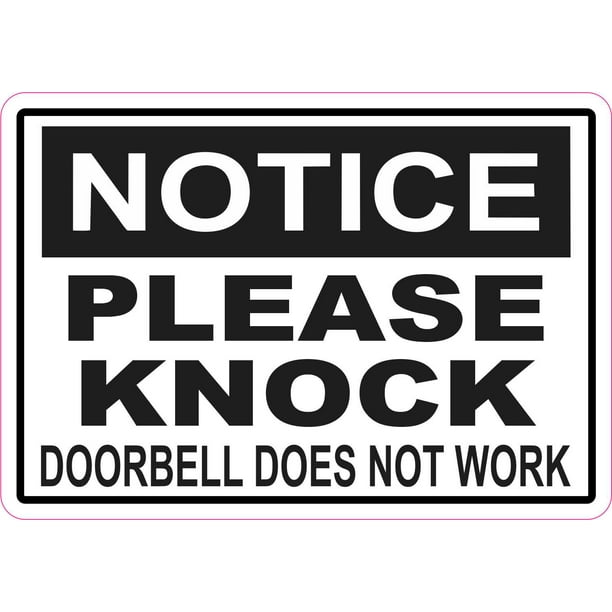 StickerTalk Doorbell Does Not Work Please Knock Vinyl Sticker, 5 inches
