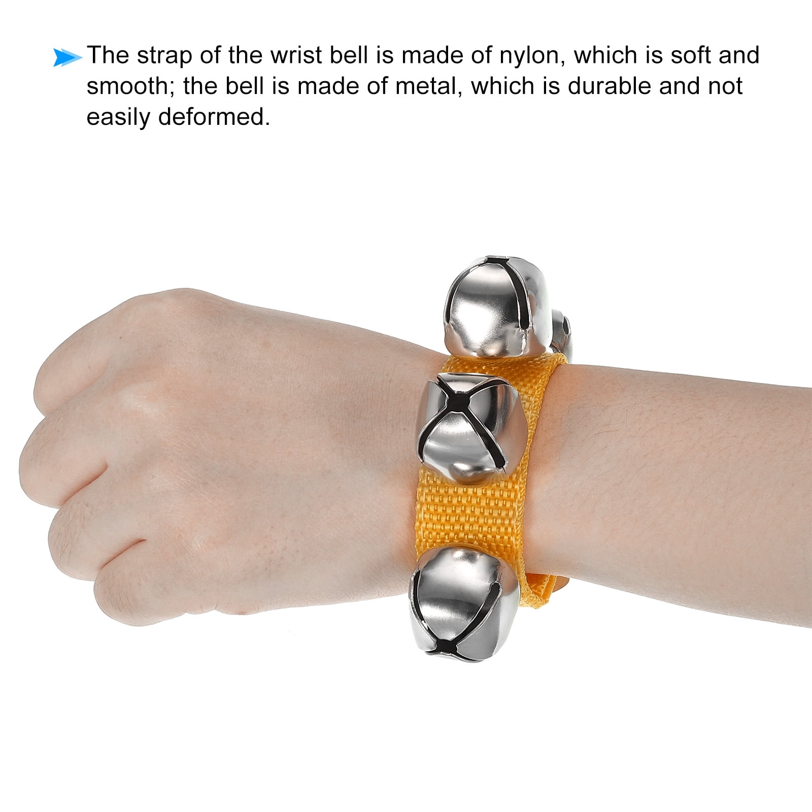 12pcs Wrist Bells, Jingle Bells Ankle Bells Percussion Instruments Musical Rhythm Band 4 Silver Bells, Dark Dark Yellow