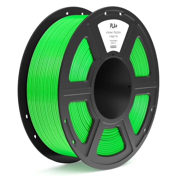 Filamento para impresora 3D ELEGOO PLA+, verde neón, 1,75 mm, 1 kg